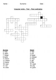 English Worksheet: irregular verbs crosswords