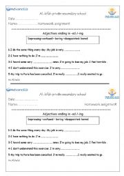 English Worksheet: adjectives with -ing -ed