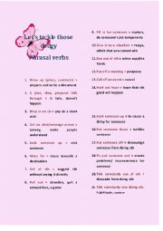 English Worksheet: lets tackle those dodgy phrasal verbs