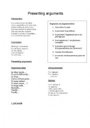 English Worksheet: Presenting arguments