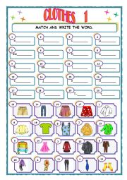 English Worksheet: Clothes