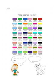 English Worksheet: what color do you like?