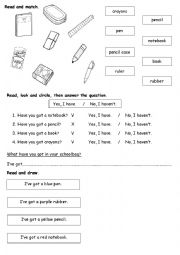 English Worksheet: School objects