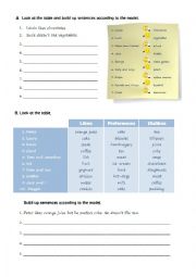 English Worksheet: Likes, dislikes and preferences