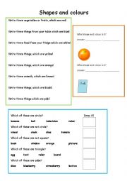 English Worksheet: Shapes and colours