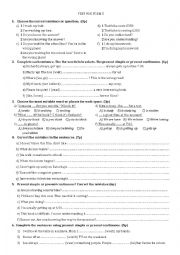 English Worksheet: Form Five Test - Present Continuous and Present Simple