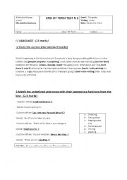 English Worksheet:  7 th form End of term test