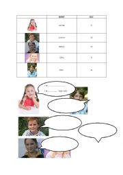 English Worksheet: name and age