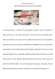 English Worksheet: Setting the table: Part 2 and Part 3