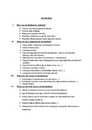 English Worksheet: alcoholism