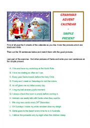 English Worksheet: Grammar Advent Calendar ; simple present