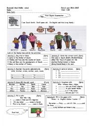 English Worksheet: 1st Term Examination 1MS 2014-2015