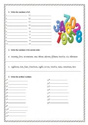 English Worksheet: Numbers