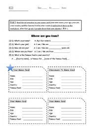 English Worksheet: Where are you from?