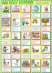 English Worksheet: daily routines expressions / multiple choice activity