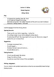 English Worksheet: Letter of Advice