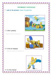 English Worksheet: the simpsons : present continuous