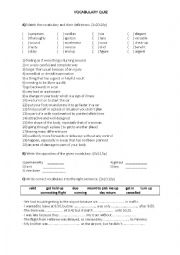 English Worksheet: a vocabulary quiz