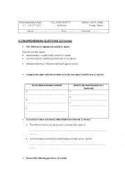 English Worksheet: devoir de synthese n2 third year