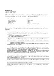English Worksheet: test on novel night