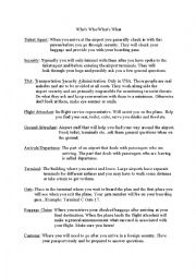 English Worksheet: Whos Who and Whats What Travel Worksheet