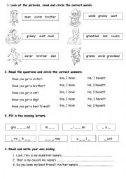 Family worksheet