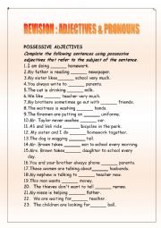 English Worksheet: REVISION ADJETIVES AND PRONOUNS 