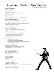 English Worksheet: Suspicious Minds - Song Activity