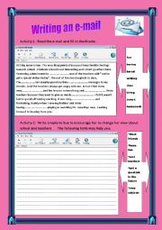 English Worksheet: writing an e-mail