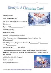 English Worksheet: Disneys - A Christmas Carol -Trailer Gap Fill (2009 Movie)