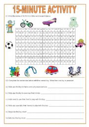 English Worksheet: 15-MINUTE ACTIVITY