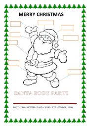 English Worksheet: SANTA CLAUS BODY PARTS