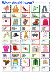 English Worksheet: What should I wear?