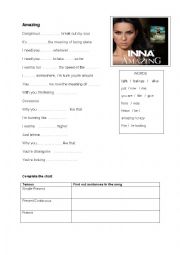 English Worksheet: Amazing by Inna