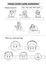 FINGER FAMILY SONG WORKSHEET