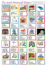 English Worksheet: In and around Town