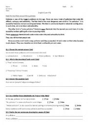 English Worksheet: pollution
