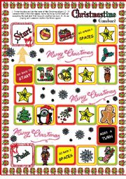 English Worksheet: Christmas BOARDGAME (Beginner)