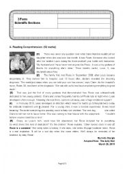 full term test 1 3rd form Science students (Sfax 1 Unified test)