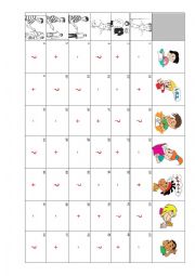 English Worksheet: Present continuous or can cant naughts and crosses game