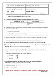 English Worksheet: Mid- Term Test N1 (2nd Form Tunisian Students)