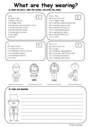 English Worksheet: clothes reading and writing practice