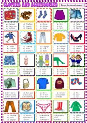 English Worksheet: Clothes multiple choice activity