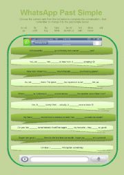 English Worksheet: 02 WhatsApp Past Simple (mobile phone text dialogue conversation)