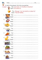 English Worksheet: Healthy or Unhealthy Food.