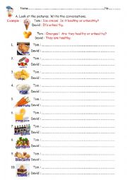 English Worksheet: Healthy or Unhealthy Food.