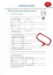 English Worksheet: writing a story