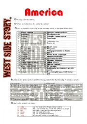 English Worksheet: America, song from West Side Story