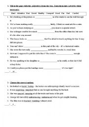 English Worksheet: Adjectives Adverbs