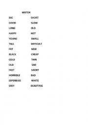 English Worksheet: MATCHING EXERCISE